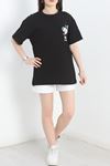 Baskılı Oversize Tişört Siyahmavi - 40637.1872.