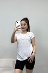 Kalp Desenli Bluz Beyaz - 20763.599.