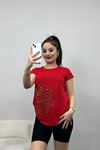 Yaprak Desenli Bluz Kırmızı - 20927.599.