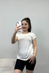 Yazı Detaylı Viskon Bluz Ekru - 40657.599.
