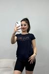 Yazı Detaylı Viskon Bluz Lacivert - 40657.599.