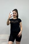 Yazı Detaylı Viskon Bluz Siyah - 40657.599.