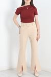 Kemerli İspanyol Paça Pantolon Bej - 30373.1397.
