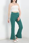 Kemerli İspanyol Paça Pantolon Yeşil - 30373.1397.