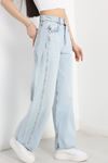Büzgü Detaylı Baggy Kot Pantolon Buzmavi - 30434.1966.