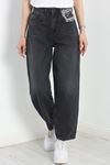 Leopar Detay Baggy Kot Pantolon Füme - 30540.1975.