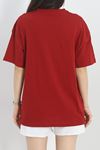 Baskılı Oversize Tişört Bordo - 40637.1872.