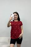 Kalp Desenli Bluz Bordo - 20763.599.
