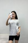 Baskılı Bisiklet Yaka Lüks Penye Tişört Dumangri - 60242.1878.