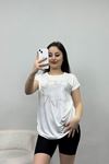 Yaprak Desenli Bluz Ekru - 20762.599.