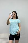 Yaprak Desenli Bluz Turkuaz - 20762.599.