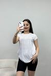 Taşlı Viskon Bluz Beyaz - 40645.599.