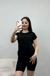 Taşlı Viskon Bluz Siyah - 40645.599.