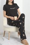 Enjeksiyon Baskı Milan Kumaş Pijama Takımı Siyah - 630.1287.