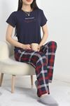 Enjeksiyon Baskı Milan Kumaş Pijama Takımı Lacivert - 630.1287.