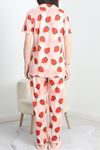 Milan Kumaş Düğmeli Pijama Takımı Kırmızıçilek - 50415.1951.