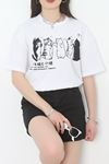 Baskılı Oversize Tişört Beyazsiyah - 40649.1872.