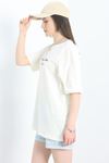 Baskılı Oversize Tişört Ekrugri - 40637.1872.
