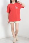 Baskılı Oversize Tişört Fuşya - 40637.1872.