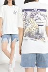 Baskılı Oversize Tişört Beyazlila - 40637.1872.