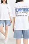 Baskılı Oversize Tişört Beyazsaks - 40637.1872.