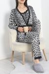 Viskon 3'Lü Set Pijama Takımı Siyahleopar - 70099.1050.