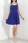 İnce Askılı Kloş Mini Elbise Saks - 582130.1592.