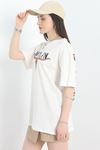 Baskılı Oversize Tişört Ekrusiyah - 40649.1872.