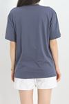 Baskılı Oversize Tişört Fümebeyaz - 40649.1872.