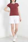 Kısa Kol Bisiklet Yaka Body Bordo - 21060.200.