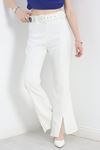 Kemerli İspanyol Paça Pantolon Beyaz - 30373.1397.