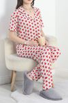Milan Kumaş Düğmeli Pijama Takımı Grikırmızı - 70455.1048.