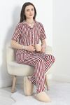Milan Kumaş Düğmeli Pijama Takımı Bordokiraz - 70455.1048.