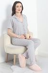 Milan Kumaş Düğmeli Pijama Takımı Mintbeyaz - 70455.1048.