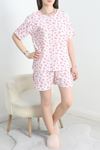 Yırtmaçlı Şortlu Pijama Takımı Beyazpembe - 50086.1857.
