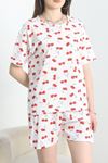 Yırtmaçlı Şortlu Pijama Takımı Kırıkbeyaz - 50086.1857.
