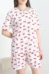 Yırtmaçlı Şortlu Pijama Takımı Kırmızıkiraz - 50086.1857.