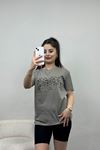 Baskılı Bisiklet Yaka Lüks Penye Tişört Boyalıantrasit - 80120.1878.