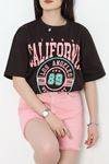 Baskılı Oversize Tişört Kahvepembe - 40637.1872.