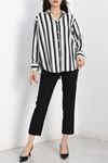 Poliviskon Kumaş Oversize Gömlek Siyahçizgili - 30689.1949.
