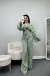 Reyon Marka Nakışlı Crop Takım Mint - 70147.1996.