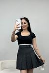 Kare Yaka Penye Tişört Siyah - 21804.200.
