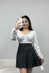 Düğme Detaylı Bluz Beyaz - 70142.1996.