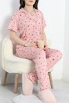 Milan Kumaş Düğmeli Pijama Takımı Pudra - 50145.1857.