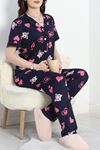 Milan Kumaş Düğmeli Pijama Takımı Lacipembe - 50145.1857.