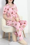 Milan Kumaş Düğmeli Pijama Takımı Pembeçilek - 50145.1857.