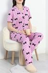 Milan Kumaş Düğmeli Pijama Takımı Lilasiyah - 50145.1857.