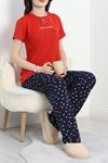 Enjeksiyon Baskı Milan Kumaş Pijama Takımı Kırmızı - 630.1287.
