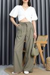 Balon Kol Crop Bluz Ekru - 30720.1934.
