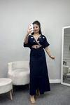 Nakışlı Keten Takım Lacivert - 30719.1934.